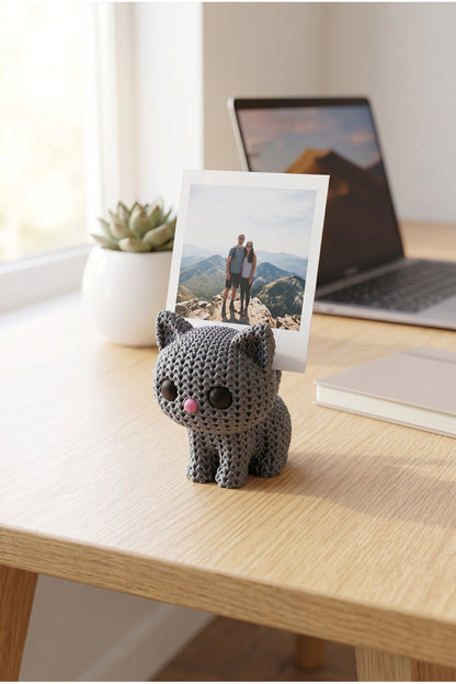 Örgü Desenli Kedi Polaroid Fotoğraf Tutucu