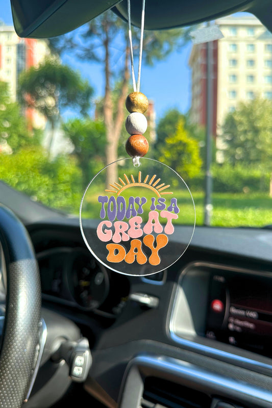 Today is a Great Day Tasarımlı Dikiz Aynası Süsü Hediye Kutulu Araba Süsü