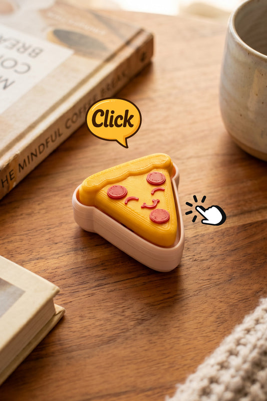 Sevimli Pizza Figürlü Tıklatmalı Stres Giderici Mini Masaüstü Oyuncak