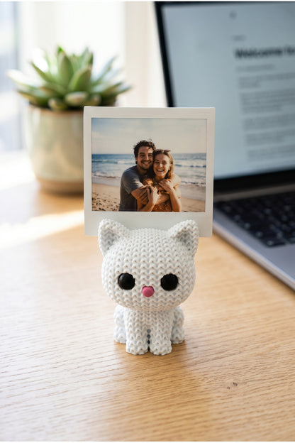 Örgü Desenli Kedi Polaroid Fotoğraf Tutucu