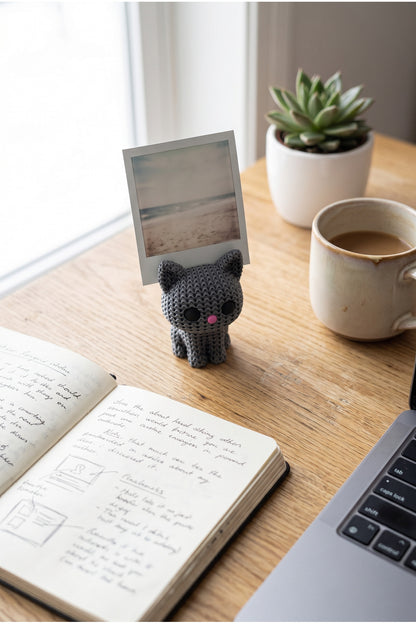 Örgü Desenli Kedi Polaroid Fotoğraf Tutucu