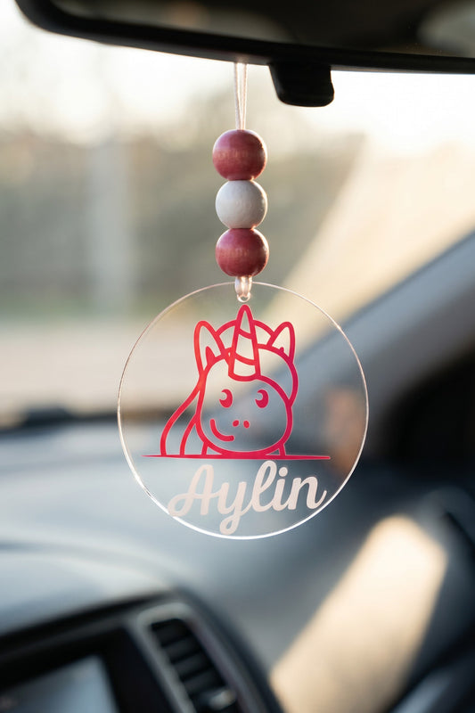Kişiye Özel İsimli Unicorn Dikiz Aynası Süsü Araç Aksesuarı