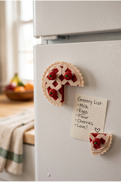 Kirazlı Turta Buzdolabı Magneti 4'lü Set