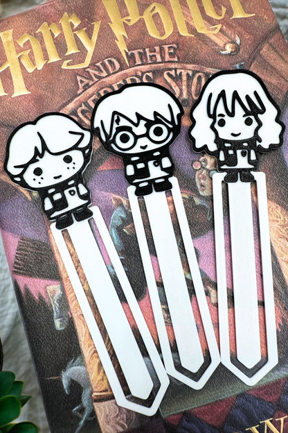 Harry Potter, Hermione, Ron Figür Kabartmalı 3'lü Kitap Ayracı Seti