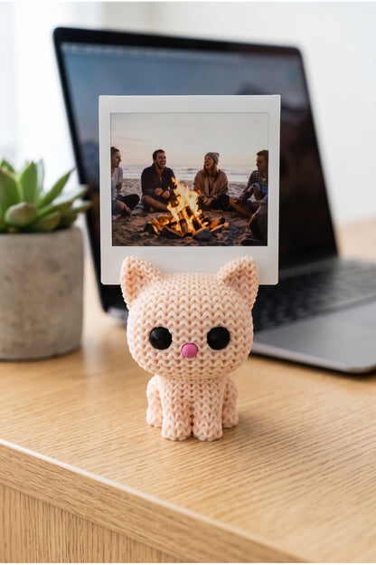 Örgü Desenli Kedi Polaroid Fotoğraf Tutucu