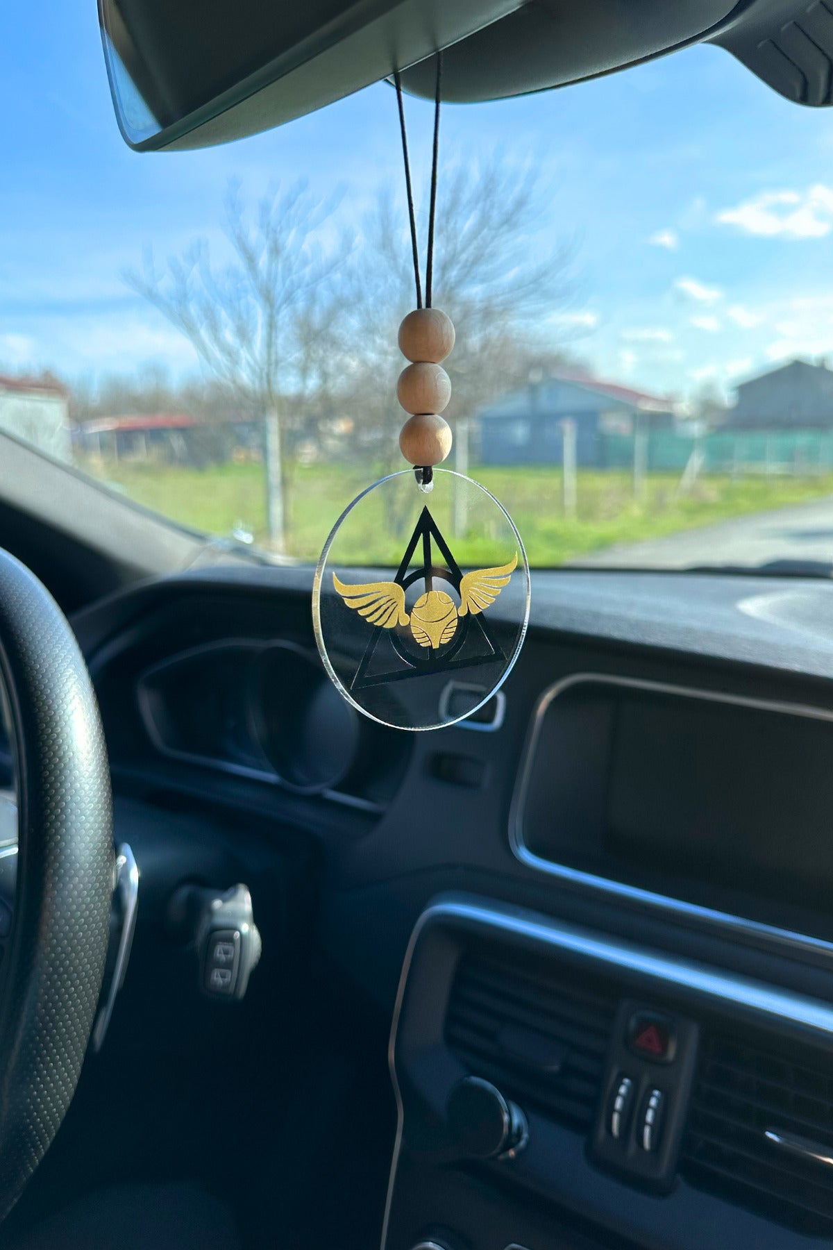 Harry Potter Golden Snitch Ölüm Yadigarları Tasarımlı Deathly Hallows Dikiz Aynası Pleksi Araba Süsü