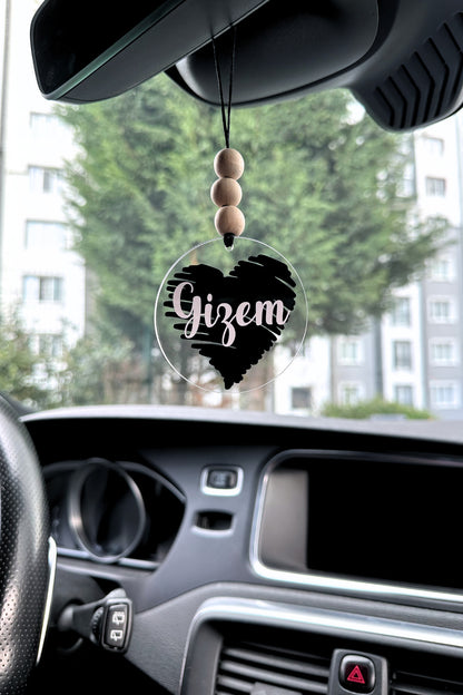 Kişiye Özel İsimli Kalp Splash Dikiz Aynası Süsü