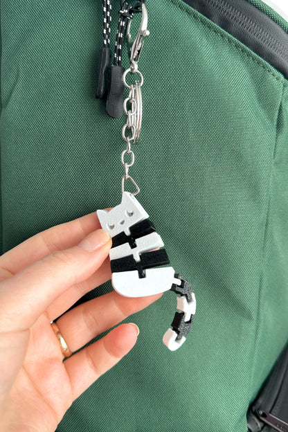 Kedi Figürlü Esnek Eklemli Anahtarlık ve Çanta Süsü