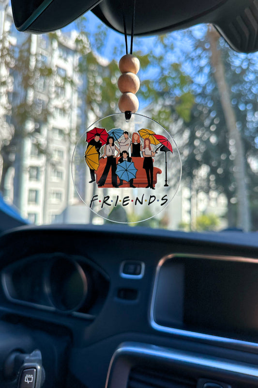 Friends Dizisi Karakterleri İkonik Şemsiye Temalı Dikiz Aynası Süsü Hediye Kutulu Araba Süsü