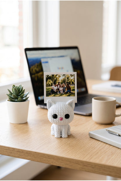 Örgü Desenli Kedi Polaroid Fotoğraf Tutucu