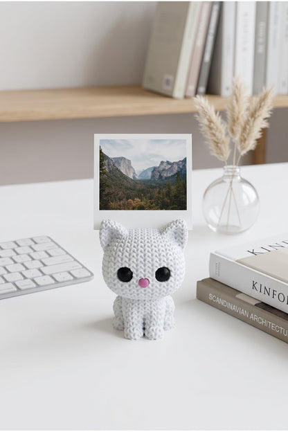 Örgü Desenli Kedi Polaroid Fotoğraf Tutucu