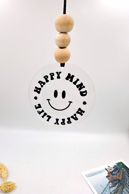 Happy Mind Happy Life Dikiz Aynası Pleksi Araba Süsü